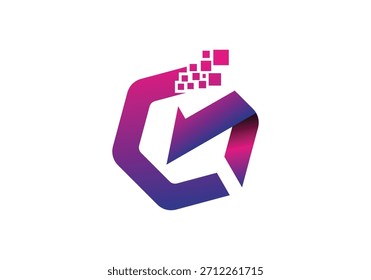 technology logo, letter G pixels, abstract