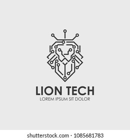Technology logo. Lion Tech logo icon vector 