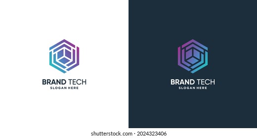 Logotipo de tecnología con concepto moderno Vector Premium 