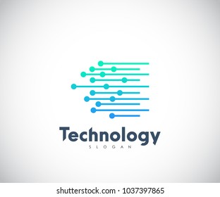 Technology Logo, Modern, Minimalist, Futuristic Vector Logo Template With Green And Blue Gradient Color