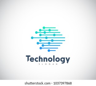 Technology Logo, Modern, Minimalist, Futuristic Vector Logo Template with Green and Blue Gradient Color