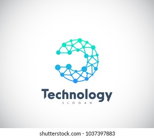 Technology Logo, Modern, Minimalist, Futuristic Vector Logo Template with Green and Blue Gradient Color