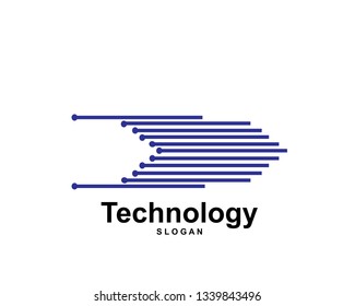 Technology Logo, Modern, Minimalist, Futuristic Vector Logo Template with Blue Gradient Color - Vector

