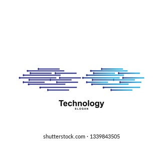 Technology Logo, Modern, Minimalist, Futuristic Vector Logo Template with Blue Gradient Color - Vector

