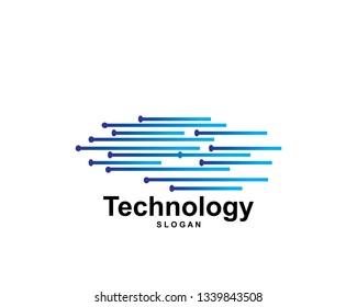 Technology Logo, Modern, Minimalist, Futuristic Vector Logo Template with Blue Gradient Color - Vector

