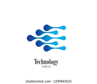 Technology Logo, Modern, Minimalist, Futuristic Vector Logo Template with Blue Gradient Color - Vector


