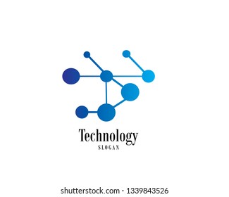Technology Logo, Modern, Minimalist, Futuristic Vector Logo Template with Blue Gradient Color - Vector

