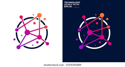 Technology logo. Molecule, connection, innovation. Icon symbol design template EPS 10.