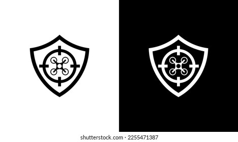 logotipo de tecnología monograma protección contra drones estilo de ilustración de iconos en blanco y negro Diseños plantillas