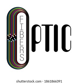 Technology logo on white background for fiber optic with original and modern graphics and typography - english text.