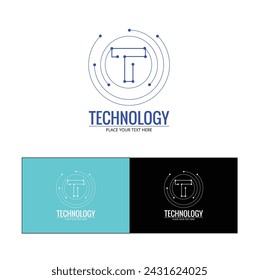 Technology logo sets spots connection style lettering design