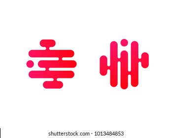 Technology logo simple tech design. Vector creative abstract circle round red flow shape modern icon for construction technology or logo template for digital communication or internet business concept