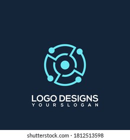 Technology logo simple tech design vector template