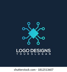 Technology logo simple tech design vector template
