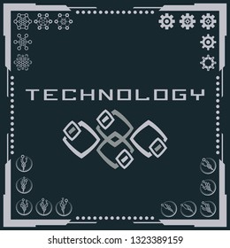 Technology logo and software components icons.
