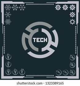 Technology logo and software components icons.