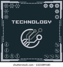 Technology logo and software components icons.