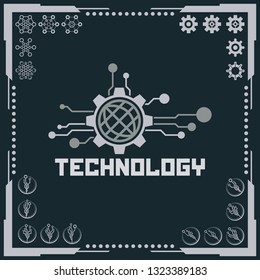 Technology logo and software components icons.