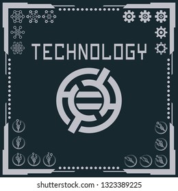 Technology logo and software components icons.