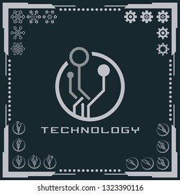 Technology logo and software components icons.