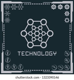 Technology logo and software components icons.