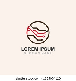 Design der Technologie-Logo-Vorlage, Emblem, Design-Schaltungskonzept, kreatives Symbol