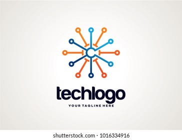 Technology Logo Template Design Vector, Emblem, Design Concept, Creative Symbol