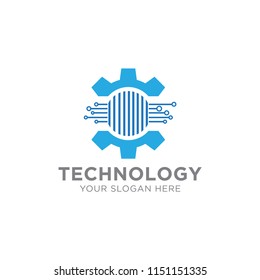 Technology Logo Template Design Vector, Emblem, Design Concept, Creative Symbol or Icon