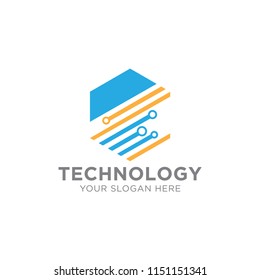 Technology Logo Template Design Vector, Emblem, Design Concept, Creative Symbol or Icon