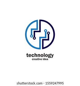 Technology Logo Template Design Vector, Emblem, Design Concept, Creative Symbol or Icon
