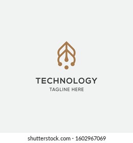 technology logo template design vector with creative tech icon