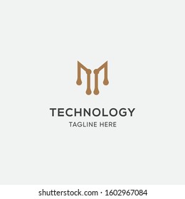 technology logo template design vector with creative tech icon