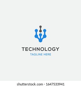 technology logo template design vector with creative tech icon