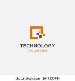 technology logo template design vector with creative tech icon