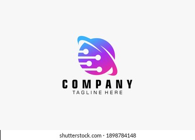 Technology Logo Template Design Vector, Blue Purple Gradient Geometric, Usable for Business and Technology Logos. Flat Vector Logo Design Template Element.