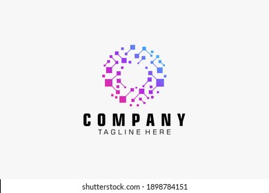 Technology Logo Template Design Vector, Blue Purple Gradient Geometric, Usable for Business and Technology Logos. Flat Vector Logo Design Template Element.