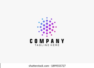 Technology Logo Template Design Vector, Blue Purple Gradient Geometric, Usable for Business and Technology Logos. Flat Vector Logo Design Template Element.