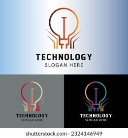 Technology logo template in gradient style.