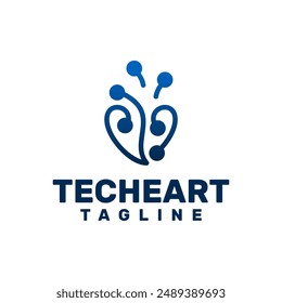 technology logo template, technology icon making the shape of a heart pure tech logo template.