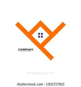 Technology - Logo template real estate, apartment, condo, house, rental, business. brand, branding, logotype, company, corporate, identity. Clean, modern and elegant style design - Vector