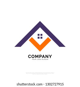 A Technology - Logo template real estate, apartment, condo, house, rental, business. brand, branding, logotype, company, corporate, identity. Clean, modern and elegant style design - Vector