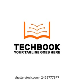 technology logo template, a tech icon woth book line art