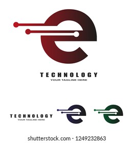 technology logo templates, industrial emblem,sign,symbol,vector logos for business corporate, team work,factory icon, electronic circuit ,illustration element, E,