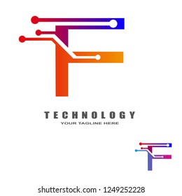 technology logo templates, industrial emblem,sign,symbol,vector logos for business corporate, team work,factory icon, electronic circuit ,illustration element, F,