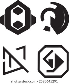 Technology logo Vector Icons Set in Monochrome Style