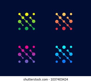 Technology Logo Vector Template Set, Futuristic, Modern, Minimalist, With Variant of Gradient Color