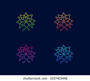 Technology Logo Vector Template Set, Futuristic, Modern, Minimalist, With Variant of Gradient Color