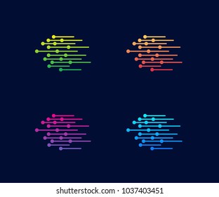 Technology Logo Vector Template Set, Futuristic, Modern, Minimalist, With Variant of Gradient Color