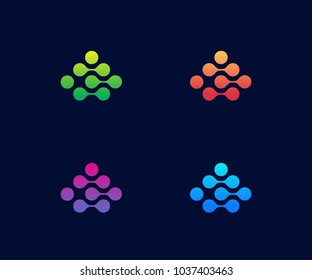 Technology Logo Vector Template Set, Futuristic, Modern, Minimalist, With Variant of Gradient Color