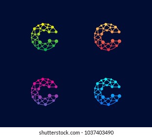 Technology Logo Vector Template Set, Futuristic, Modern, Minimalist, With Variant of Gradient Color